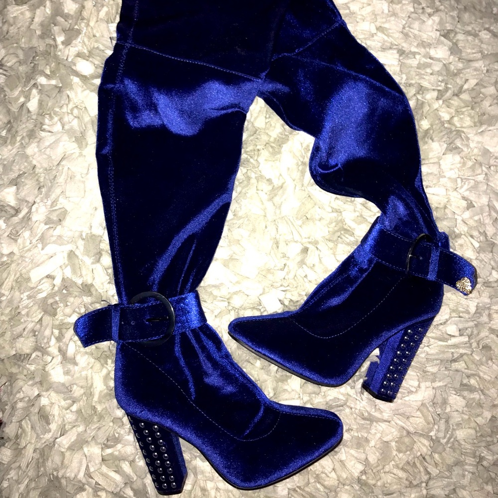 Velvet Knee High Boots